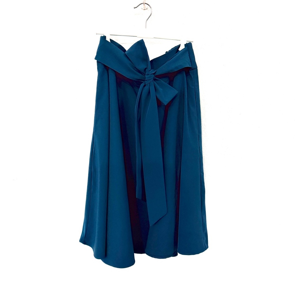 NWT *** BELLE POQUE ***Elegant Teal Midi Vintage Women's Skirt w/Bow and Pockets - Picture 3 of 7